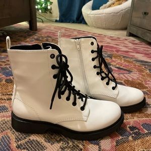 White, Combat boots, never worn